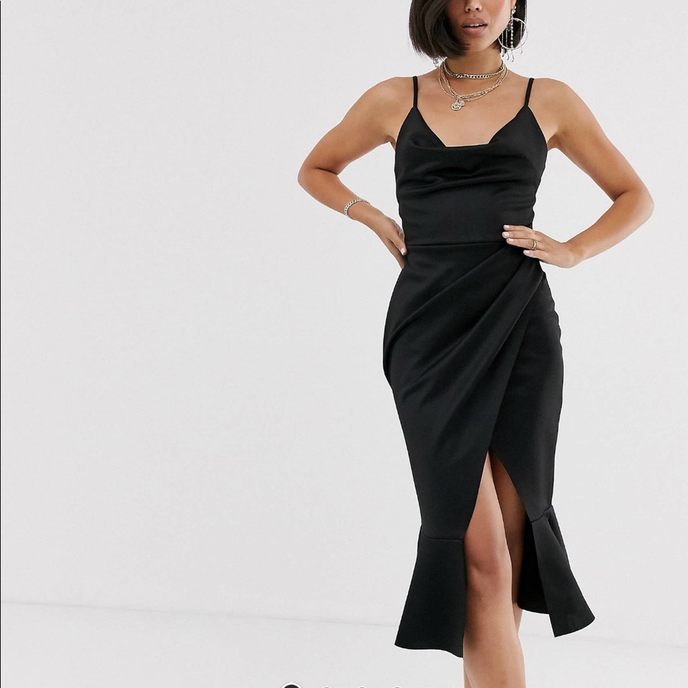 ASOS DESIGN cowl neck cami midi dress
with pephem - Picture 4 of 6
